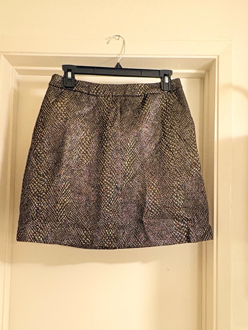 NWOT Metallic Snake-Print Mini Skirt - Black & Gold